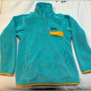 Turquoise and orange Patagonia pullover